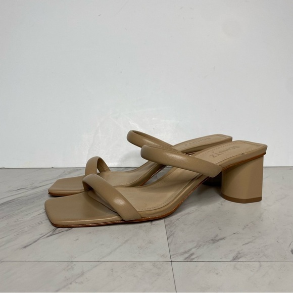 New! Schutz Ully Lo Tan Leather Heeled Sandal 10B - Picture 13 of 13